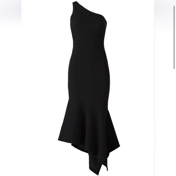 NWT Cinq a Sept Black Asymmetrical Ruffled Cocktail Dress - Picture 1 of 5